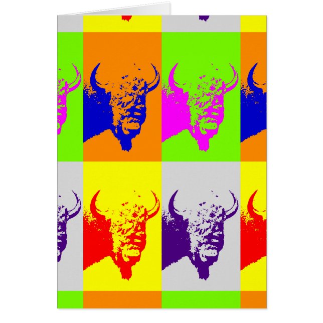 4 Colour Pop Art Buffalo Bison (Front)