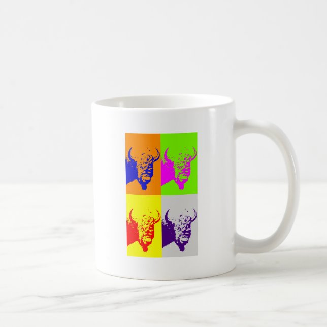 4 Colour Pop Art Buffalo Bison Coffee Mug (Right)