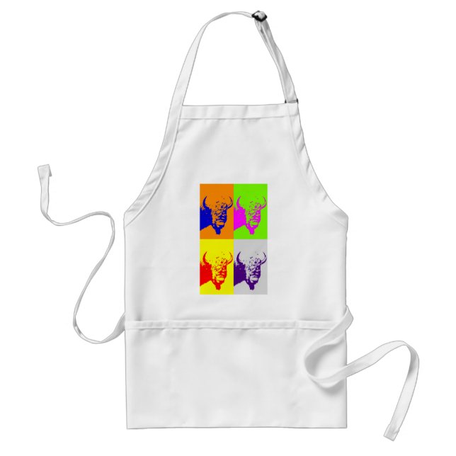 4 Colour Pop Art Buffalo Bison Standard Apron (Front)