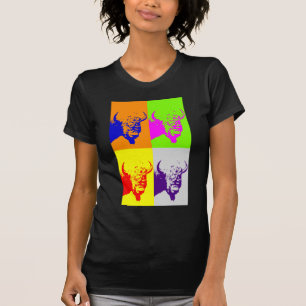 4 Colour Pop Art Buffalo Bison T-Shirt