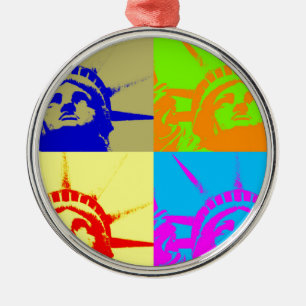 4 Colour Pop Art Lady Liberty Metal Tree Decoration