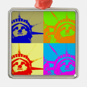 4 Colour Pop Art Lady Liberty Metal Tree Decoration
