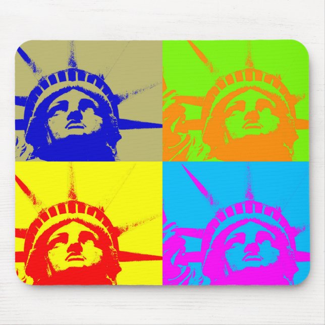 4 Colour Pop Art Lady Liberty Mouse Mat (Front)