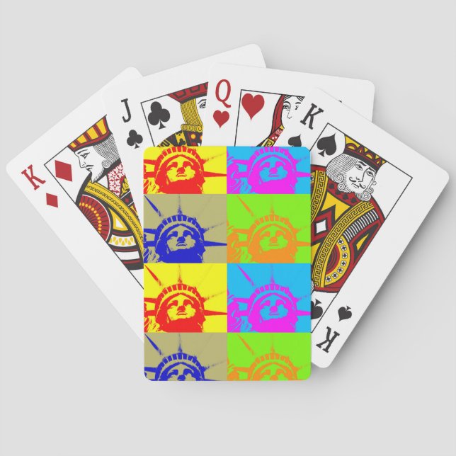 4 Colour Pop Art Lady Liberty Playing Cards (Back)