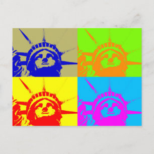 4 Colour Pop Art Lady Liberty Postcard