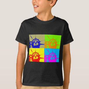 4 Colour Pop Art Lady Liberty T-Shirt