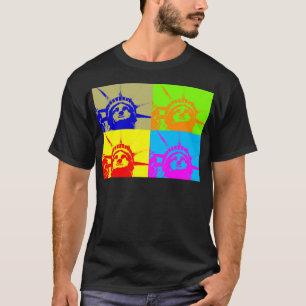 4 Colour Pop Art Lady Liberty T-Shirt