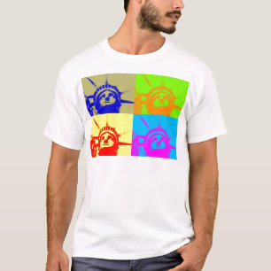 4 Colour Pop Art Lady Liberty T-Shirt