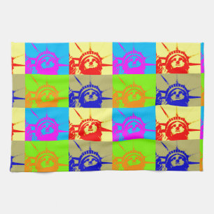 4 Colour Pop Art Lady Liberty Tea Towel
