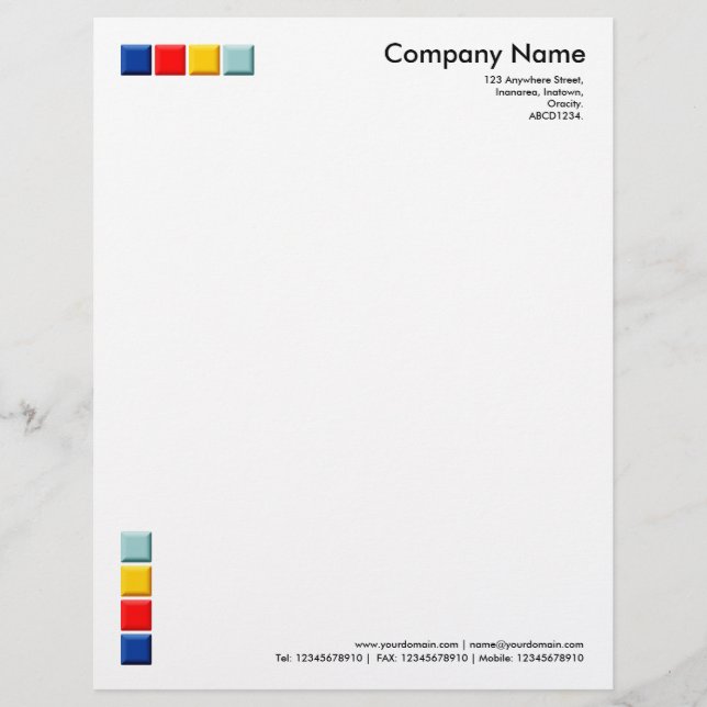 4 Colour Squares 3d Customized Letterhead (Front)