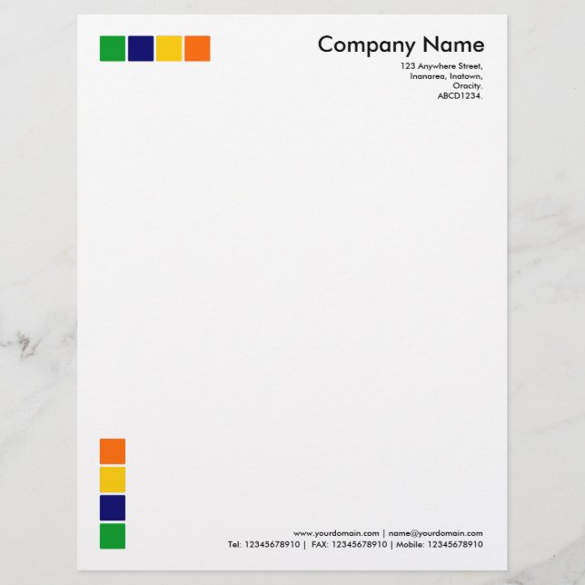 4 Colour Squares Personalized Letterhead (Front)