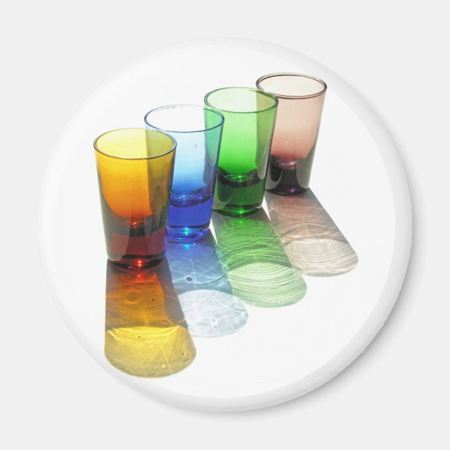 4 Coloured Cocktail Shot Glasses -Style 6 Magnet (Front)
