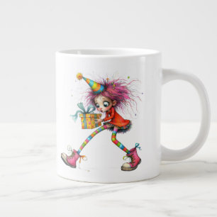 *  4 Colourful  Whimsical Christmas Girl  Gift AP9 Large Coffee Mug