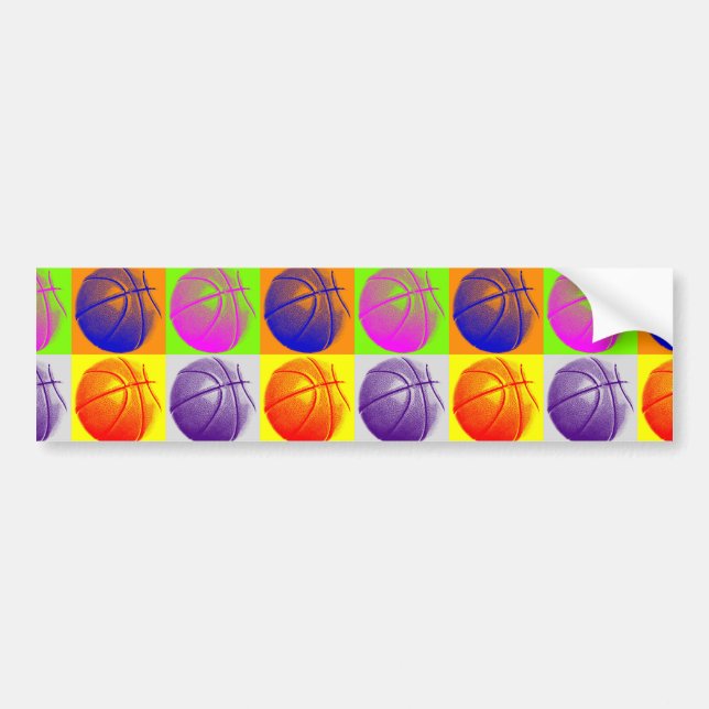 4 Colours Pop Art Basketball Bumper Sticker (Front)