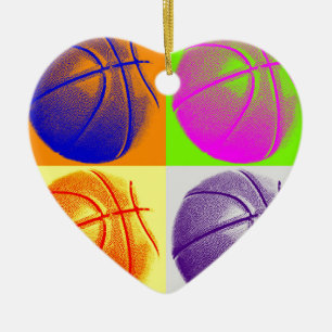 4 Colours Pop Art Basketball Ceramic Tree Decoration