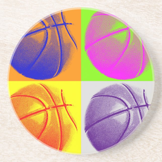 4 Colours Pop Art Basketball Coaster (Front)