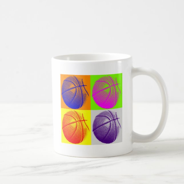 4 Colours Pop Art Basketball Coffee Mug (Right)