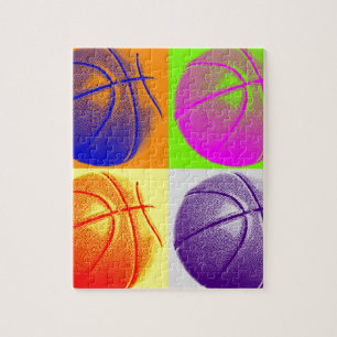 4 Colours Pop Art Basketball Jigsaw Puzzle