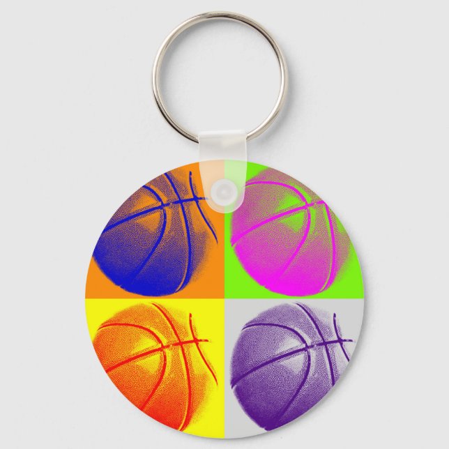 4 Colours Pop Art Basketball Key Ring (Front)