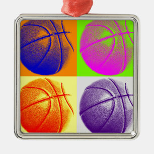4 Colours Pop Art Basketball Metal Tree Decoration