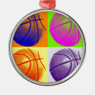 4 Colours Pop Art Basketball Metal Tree Decoration