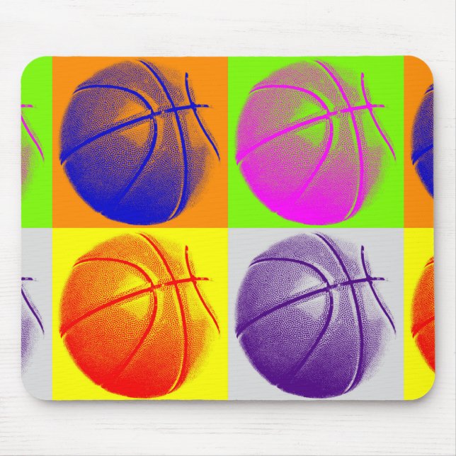 4 Colours Pop Art Basketball Mouse Mat (Front)