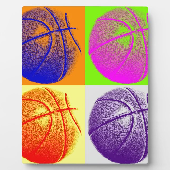 4 Colours Pop Art Basketball Plaque (Front)