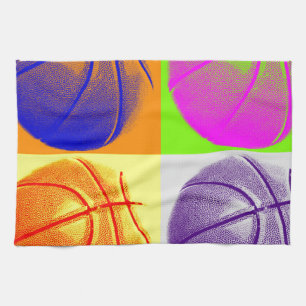 4 Colours Pop Art Basketball Tea Towel