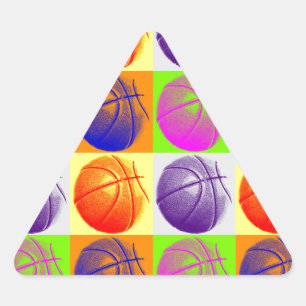 4 Colours Pop Art Basketball Triangle Sticker