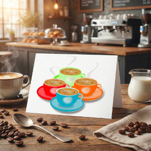 4 Cups of Coffee Greeting Cards