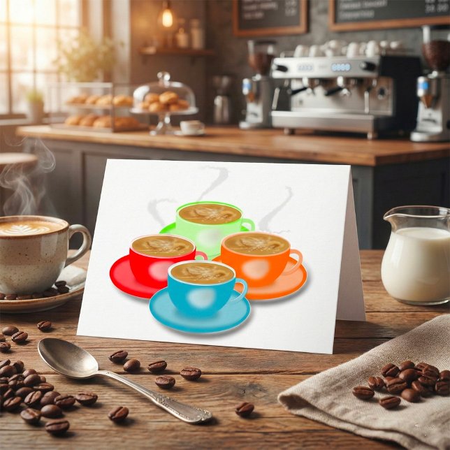 4 Cups of Coffee Greeting Cards (Creator Uploaded)