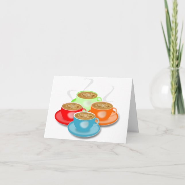 4 Cups of Coffee Note Cards (Front)