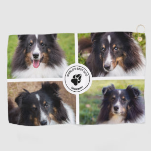 4 Custom Pet Photos Collage Template & Text Golf Towel