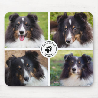 4 Custom Pet Photos Collage Template & Text Mouse Mat