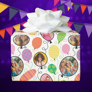 4 Custom Photo Birthday Balloons Wrapping Paper