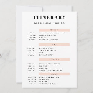 4 Day Simple Blush Itinerary Invitation