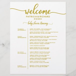 4 Days Baby Shower Itinerary Gold Timeline