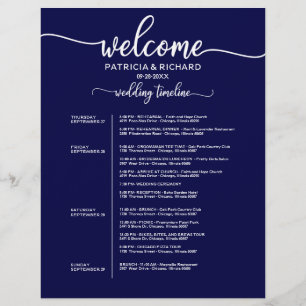 4 Days Wedding Itinerary Chic Timeline Navy Blue