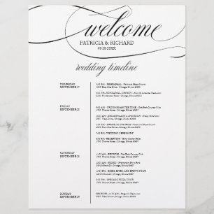 4 Days Wedding Itinerary Elegant Black Script