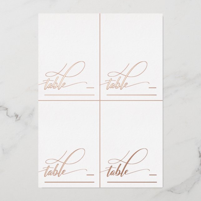 4 DIY Rose Gold Foil Calligraphy Folded Place Card (Front)