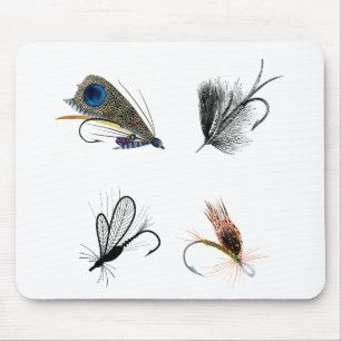 4 Dry Fishing Flies Mouse Mat