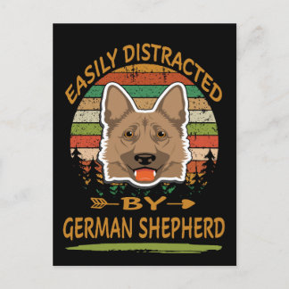 4 Easily Distracted By German Shepherd Postcard