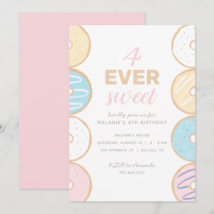 4 Ever Sweet Pastel Doughnut Birthday Party Invita Invitation