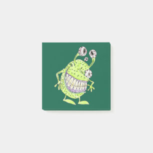4 eye green monster alien cartoon sticky notes