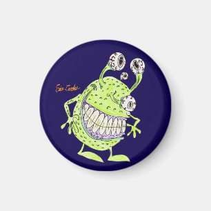 4 eyed green alien monster magnet