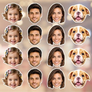 4 Face Photos Custom-Cut Vinyl Sticker