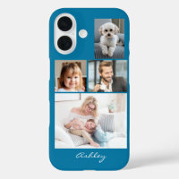 4 Family or Friends Photos, Script Name on Blue