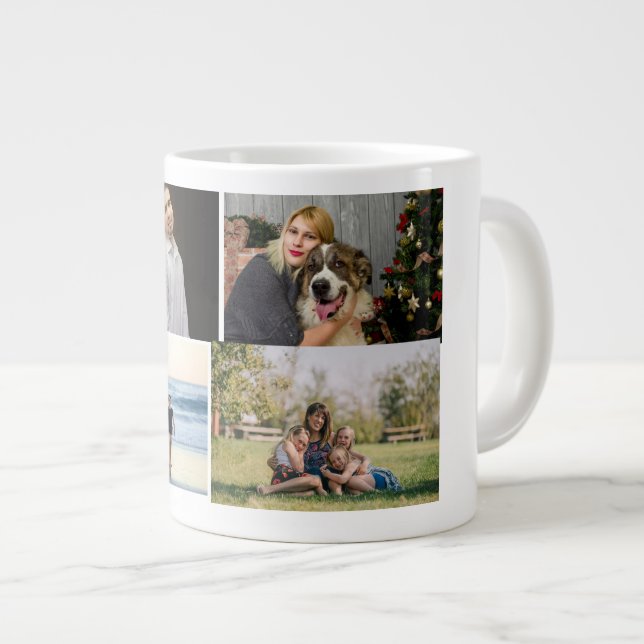  4 Family Photo Collage Custom Large Coffee Mug (Front Right)