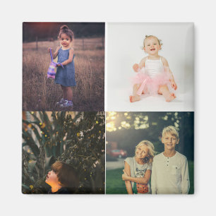 4 Family Photo Collage Custom Modern Magnet
