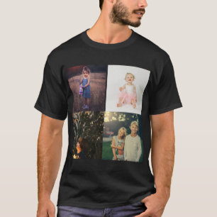4 Family Photo Collage Custom Modern T-Shirt